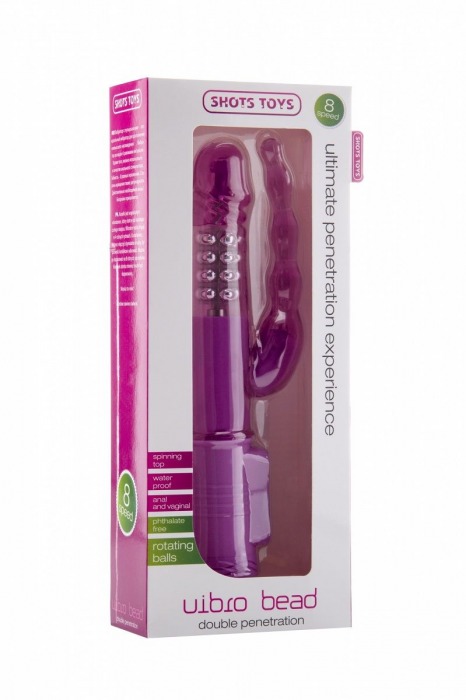 Фиолетовый анально-вагинальный вибратор Vibro Bead - 22,6 см. - Shots Media BV