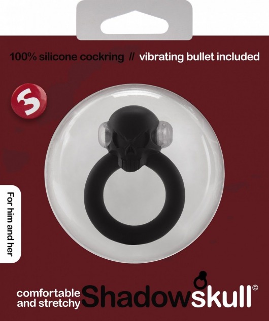 Чёрное виброкольцо Shadow Skull Cockring с черепом - Shots Media BV - в Москве купить с доставкой
