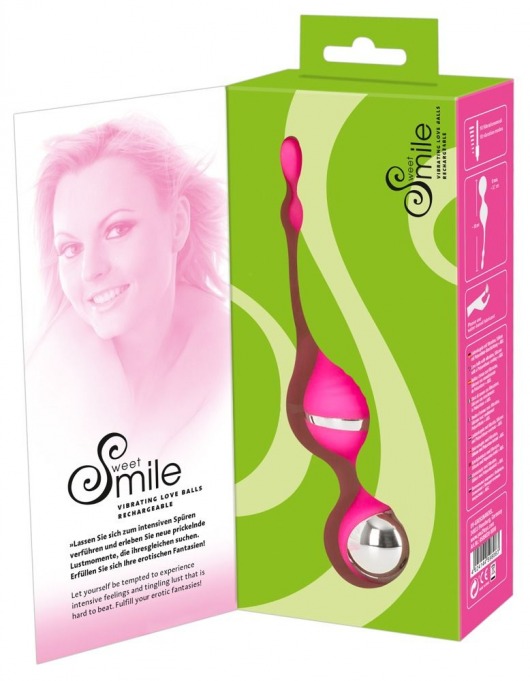 Розовые вагинальные шарики с вибрацией Smile - Orion