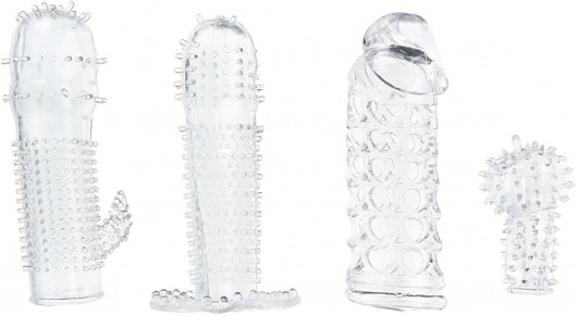 Набор из 4 насадок на член Pleasured Penis Enhancement Sleeve 4 Pack - XR Brands - в Москве купить с доставкой