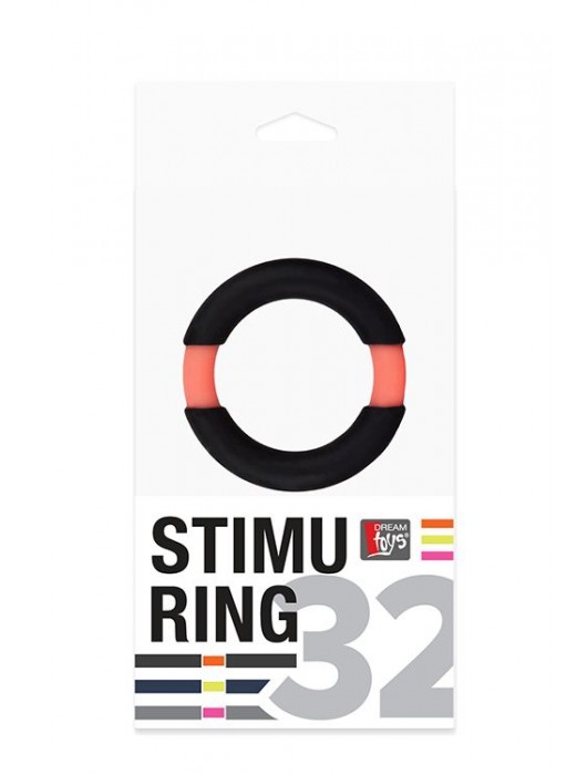 Чёрное эрекционное кольцо NEON STIMU RING 32MM BLACK/ORANGE - Dream Toys - в Москве купить с доставкой