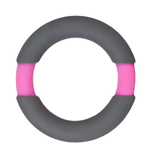 Серое эрекционное кольцо NEON STIMU RING 37MM GREY/PINK - Dream Toys - в Москве купить с доставкой