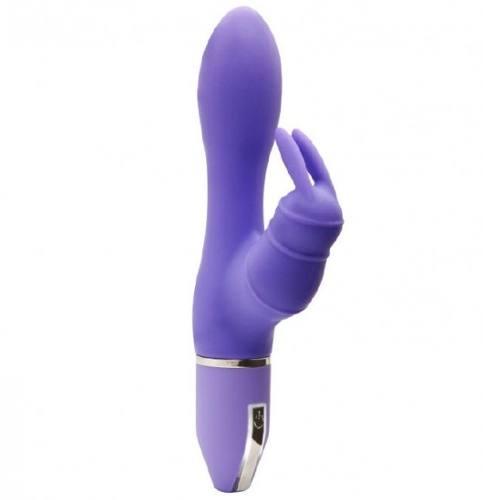 Фиолетовый вибратор с клиторальным отростком PURRFECT SILICONE DELUXE DUO VIBE - Dream Toys