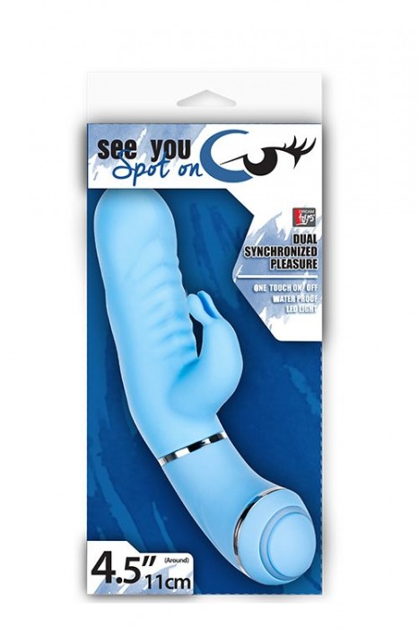 Голубой вибратор с клиторальным отростком SEE YOU SPOT ON - Dream Toys