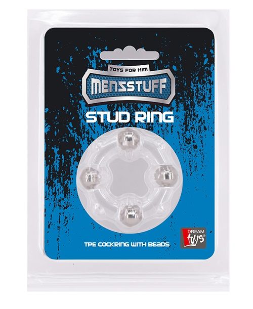 Эрекционное кольцо с 4 бусинами MENZSTUFF STUD RING CLEAR - Dream Toys - в Москве купить с доставкой