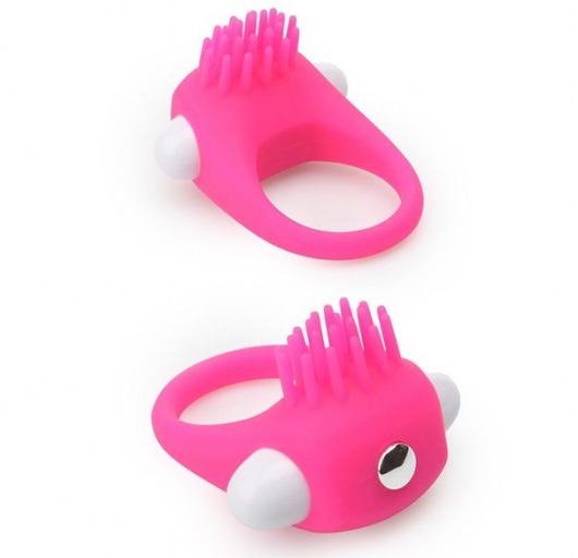 Розовое эрекционное кольцо с щеточкой LIT-UP SILICONE STIMU RING 5 - Dream Toys - в Москве купить с доставкой