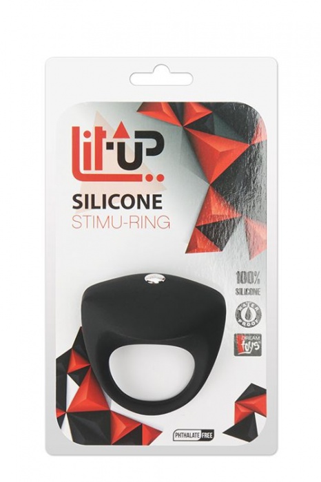 Чёрное эрекционное кольцо LIT-UP SILICONE STIMU RING 8 - Dream Toys - в Москве купить с доставкой