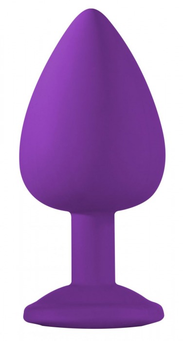 Большая фиолетовая анальная пробка Emotions Cutie Large с прозрачным кристаллом - 10 см. - Lola Games - купить с доставкой в Москве