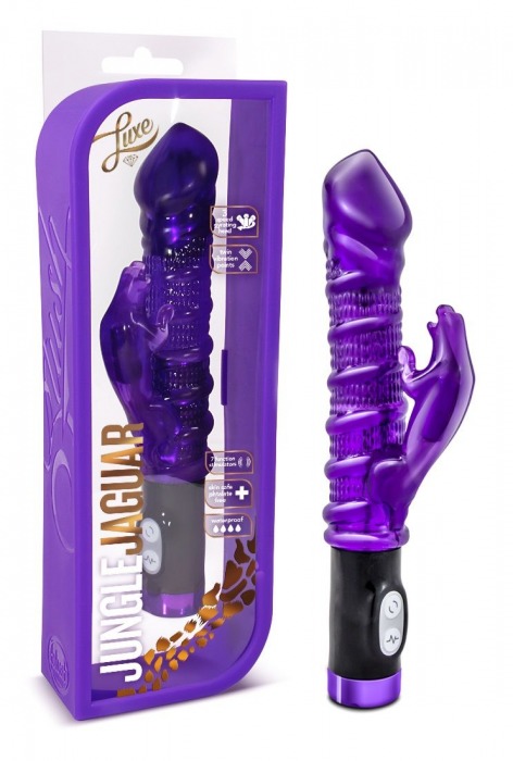 Фиолетовый вибратор с ребрами Luxe Jungle Jaguar - 26 см. - Blush Novelties