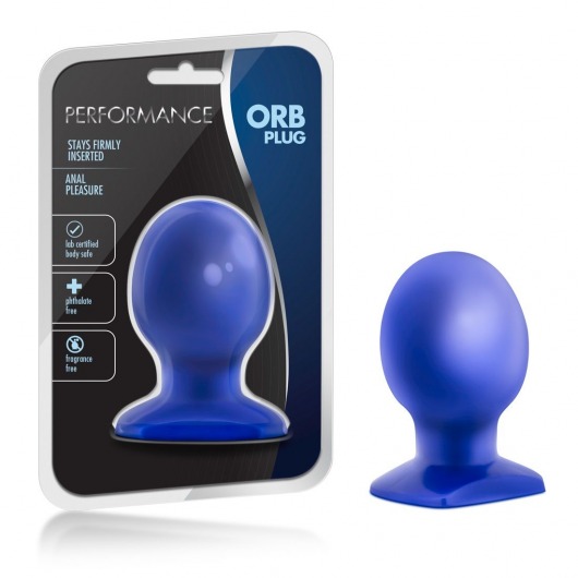 Синяя шаровидная пробка Performance Orb Plug - 10,2 см. - Blush Novelties