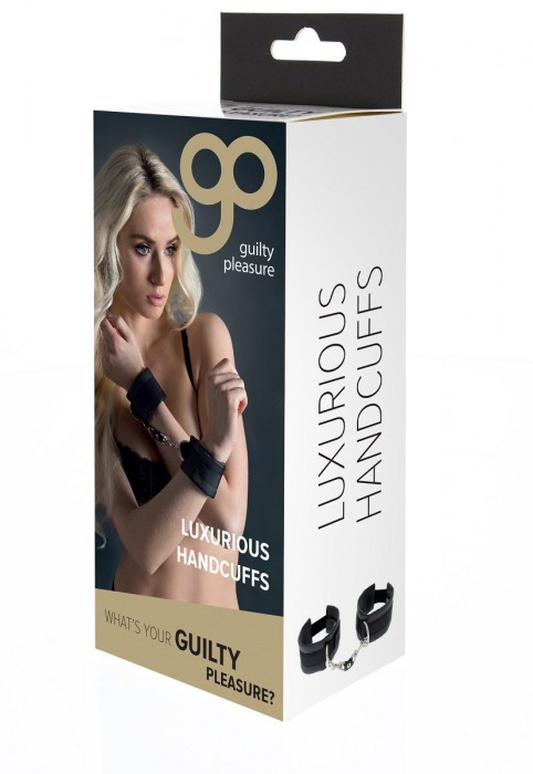 Чёрные полиуретановые наручники Luxurious Handcuffs - Blush Novelties - купить с доставкой в Москве