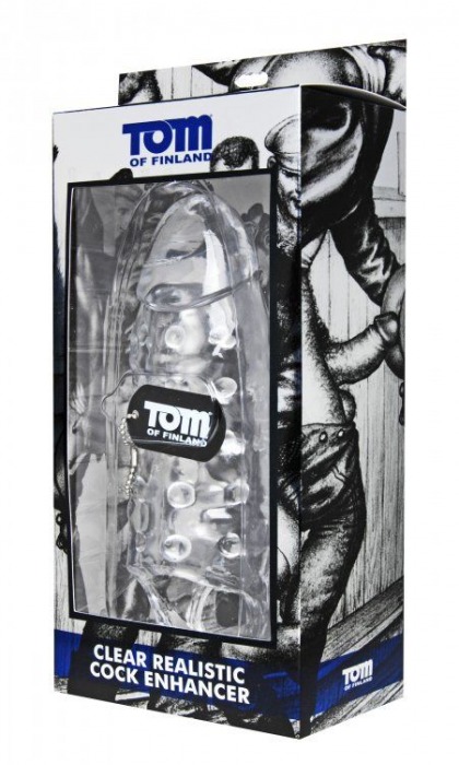 Насадка на член с кольцом для мошонки Tom of Finland Clear Realistic Cock Enhancer - 24 см. - XR Brands - в Москве купить с доставкой