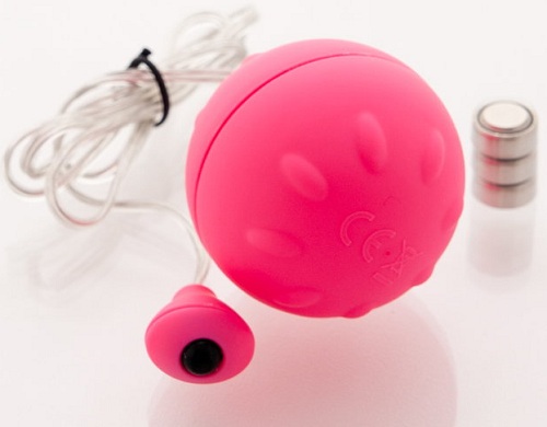 Розовый виброшарик с выносным пультом-кнопкой - Sexus