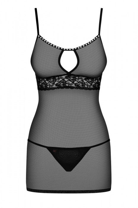 Прозрачная сорочка с бусинками на лифе - Obsessive купить с доставкой