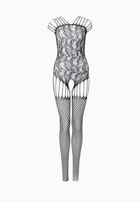 Чёрный комбинезон с ажурной верхней частью - Le Frivole купить с доставкой