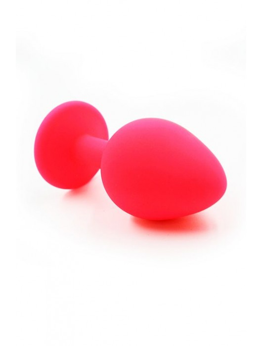 Розовая силиконовая анальная пробка с розовым кристаллом - 7 см. - Kanikule - купить с доставкой в Москве