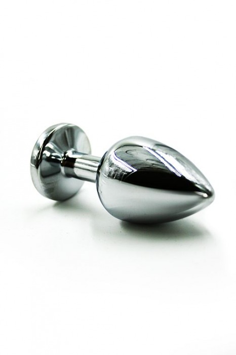 Серебристая алюминиевая анальная пробка с чёрным кристаллом - 7 см. - Kanikule - купить с доставкой в Москве