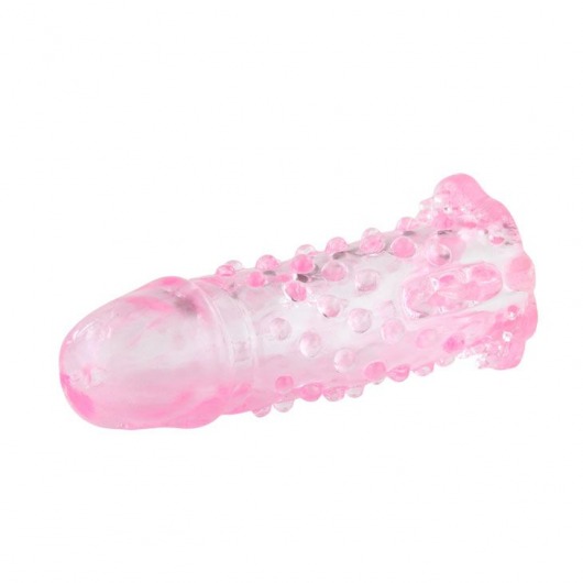 Розовая насадка на пенис с пупырышками и усиками - 13 см. - Baile - в Москве купить с доставкой