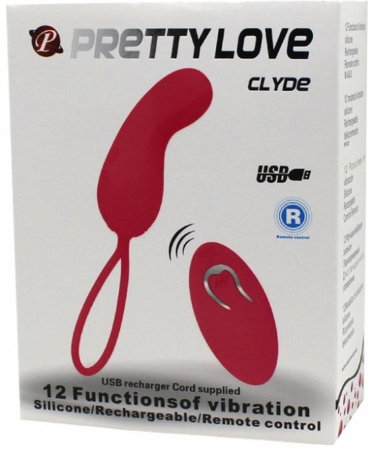 Розовое виброяйцо Clyde с пультом ДУ и 12 видами вибрации - Baile
