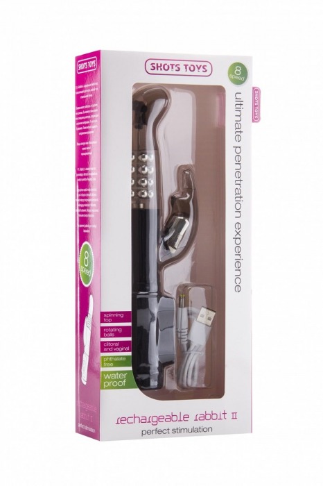 Чёрный перезаряжаемый вибратор Rechargeable Rabbit - 22 см. - Shots Media BV