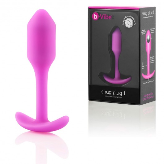 Розовая пробка для ношения B-vibe Snug Plug 1 - 9,4 см. - b-Vibe