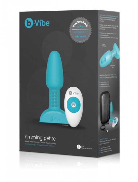 Бирюзовая анальная пробка с римминг-эффектом RIMMING PETITE - 12,4 см. - b-Vibe