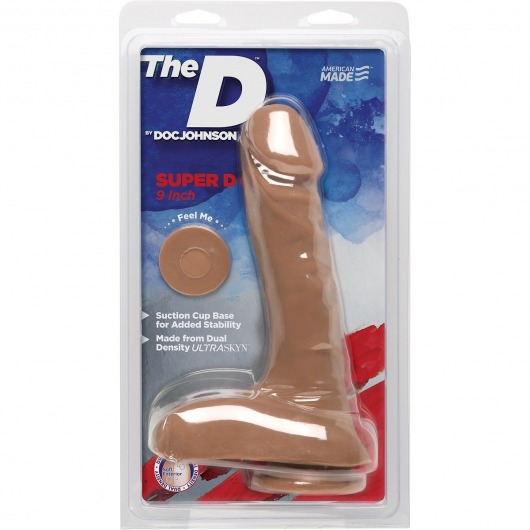 Бежевый фаллоимитатор на присоске The D Super D 9  Caramel - 22,86 см. - Doc Johnson