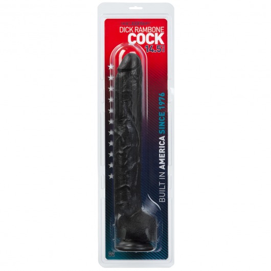 Черный длинный фаллоимитатор с мошонкой Dick Rambone Cock - 42,4 см. - Doc Johnson