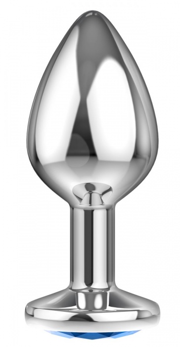 Большая серебристая анальная пробка Diamond Light blue Sparkle Large с голубым кристаллом - 8 см. - Lola Games - купить с доставкой в Москве