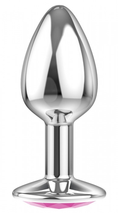Малая серебристая анальная пробка Diamond Pink Sparkle Small с розовым кристаллом - 7 см. - Lola Games - купить с доставкой в Москве