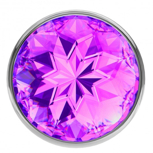 Большая серебристая анальная пробка Diamond Purple Sparkle Large с фиолетовым кристаллом - 8 см. - Lola Games - купить с доставкой в Москве