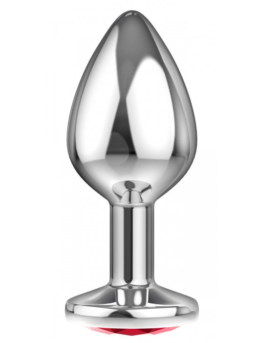 Большая серебристая анальная пробка Diamond Red Sparkle Large с красным кристаллом - 8 см. - Lola Games - купить с доставкой в Москве