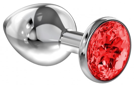 Большая серебристая анальная пробка Diamond Red Sparkle Large с красным кристаллом - 8 см. - Lola Games - купить с доставкой в Москве