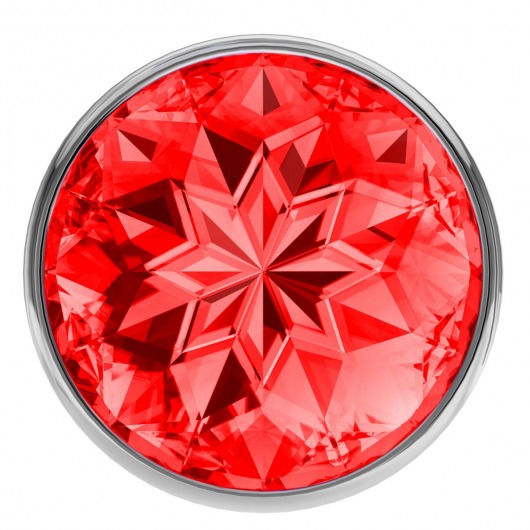 Малая серебристая анальная пробка Diamond Red Sparkle Small с красным кристаллом - 7 см. - Lola Games - купить с доставкой в Москве