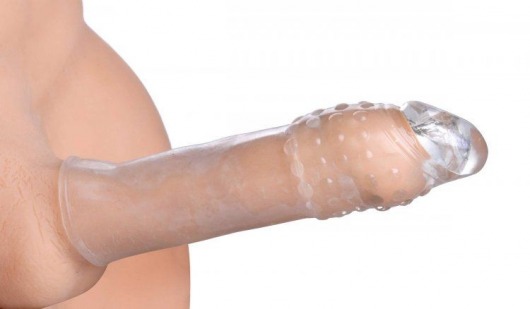 Удлиняющая насадкаThick Stick Clear Textured Penis Extender - 17,8 см. - XR Brands - в Москве купить с доставкой