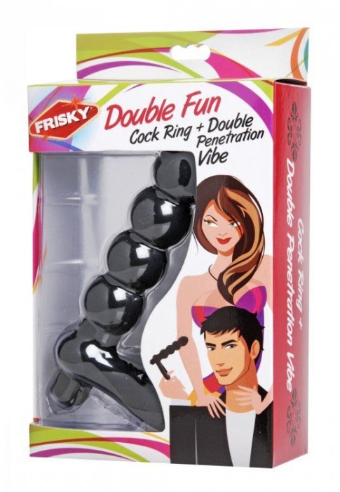 Насадка для двойного проникновения Double Fun Cock Ring with Double Penetration Vibe - XR Brands - в Москве купить с доставкой