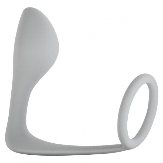 Серое эрекционное кольцо с анальной пробкой Button Anal Plug - Lola Games - в Москве купить с доставкой