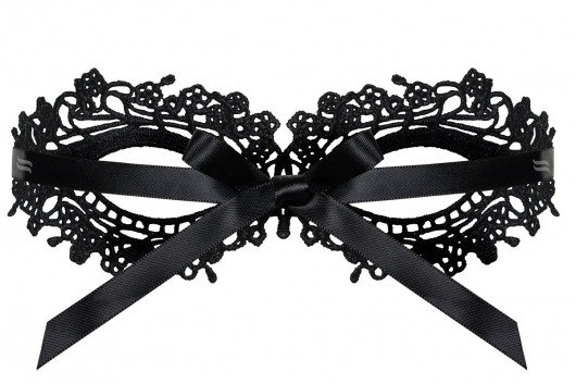 Чёрная ажурная маска на глаза на завязках - Obsessive купить с доставкой
