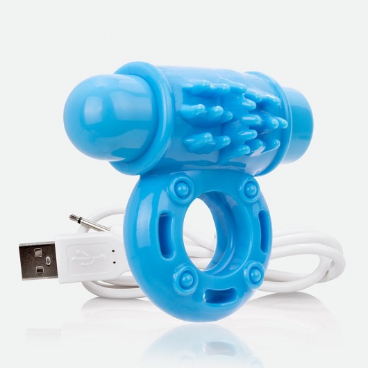Голубое перезаряжаемое эрекционное виброкольцо CHARGED O WOW RING - Screaming O - в Москве купить с доставкой
