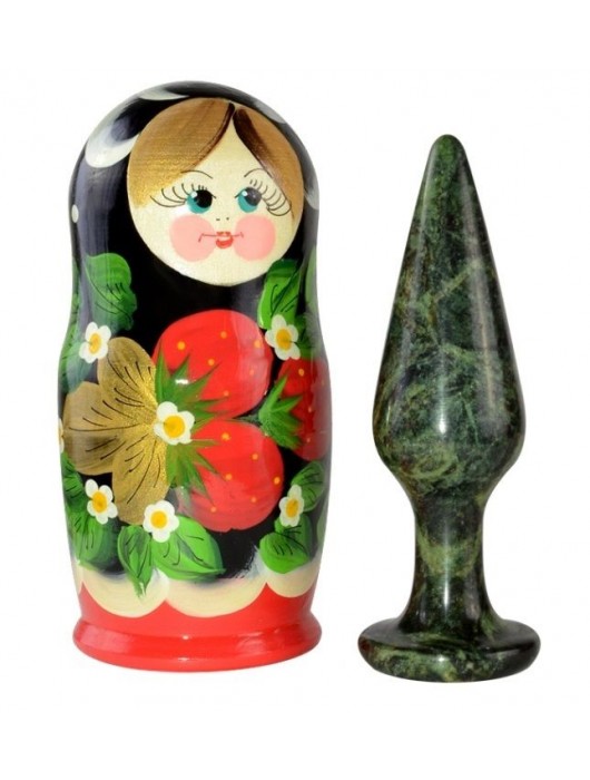 Анальная втулка из змеевика в футляре-матрёшке - 11 см. - Sitabella - купить с доставкой в Москве