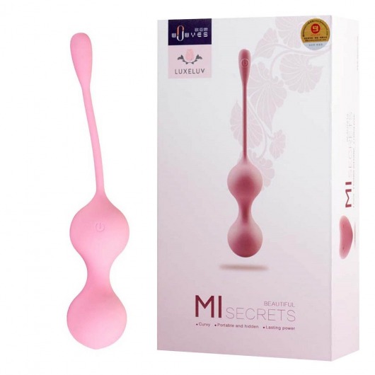 Розовые вагинальные шарики MI с вибрацией и пультом ДУ - LuxeLuv