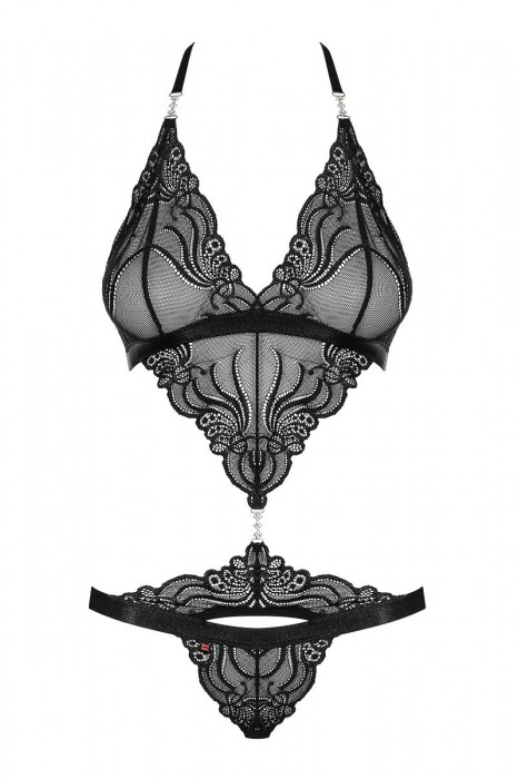 Оригинальное тедди с интимным доступом и металлическими декоративными элементами - Obsessive купить с доставкой