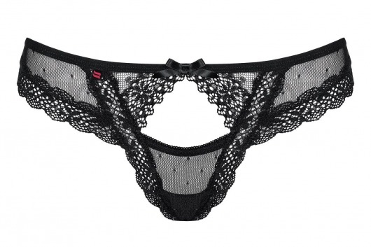 Пикантные трусики-стринги из сетки с кружевной отделкой и окошком - Obsessive купить с доставкой