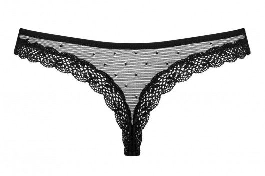 Пикантные трусики-стринги из сетки с кружевной отделкой и окошком - Obsessive купить с доставкой