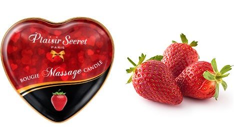 Массажная свеча с ароматом клубники Bougie Massage Candle - 35 мл. - Plaisir Secret - купить с доставкой в Москве