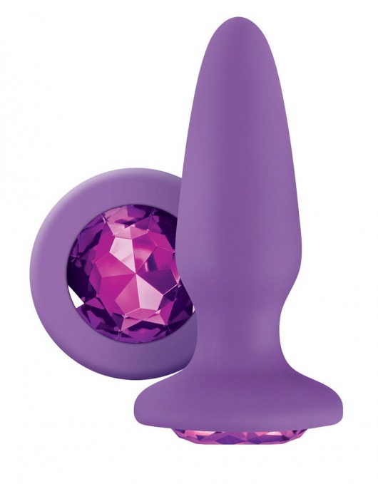 Фиолетовая анальная пробка с фиолетовым кристаллом Glams Purple Gem - 10,4 см. - NS Novelties - купить с доставкой в Москве