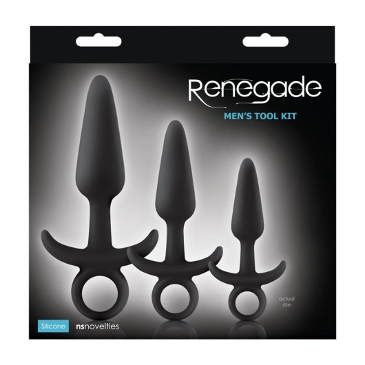 Набор черных анальных пробок с держателем Renegade Men s Tool Kit - NS Novelties