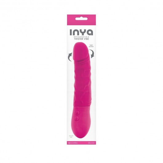 Ярко-розовый вибратор с вращающейся головкой INYA Twister - 22,86 см. - NS Novelties