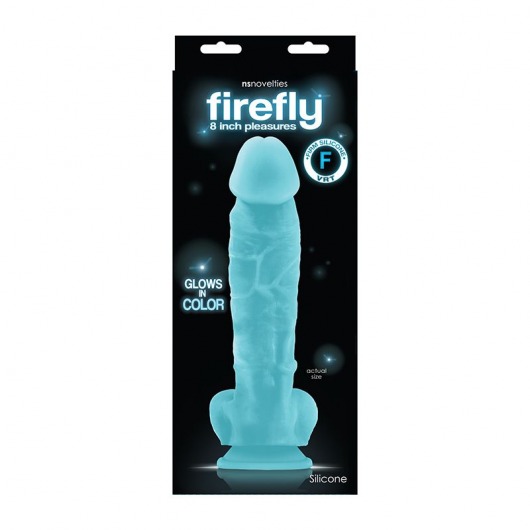 Голубой фаллоимитатор, светящийся в темноте, Firefly 8  Pleasure Dildo - 23,6 см. - NS Novelties