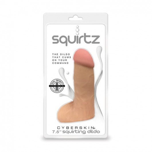 Фаллоимитатор с функцией эякуляции Squirtz CyberSkin 7.5  Squirting Dildo - 19 см. - Topco Sales